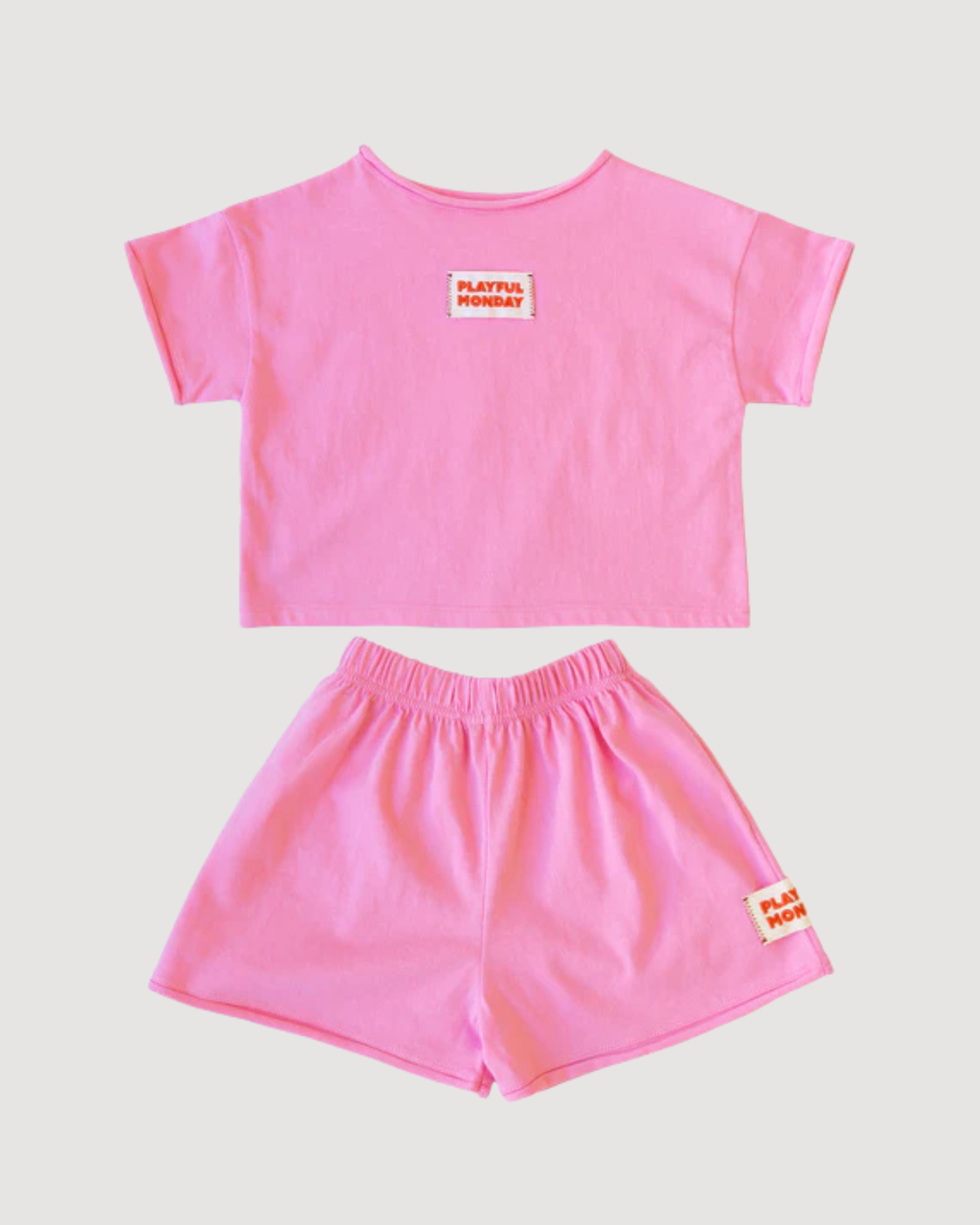 ☀️ Organic Play Set — Short Sleeve + Shorts in Pink