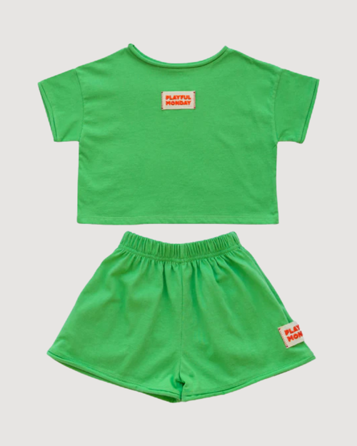 ☀️ Organic Play Set — Short Sleeve + Shorts in Green