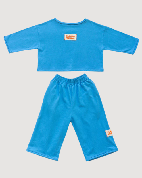 ☀️ Organic Play Set — Long Sleeve + Pants in Blue