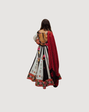 Hand-Block Printed Chaniya Choli with Kachchi Embroidery