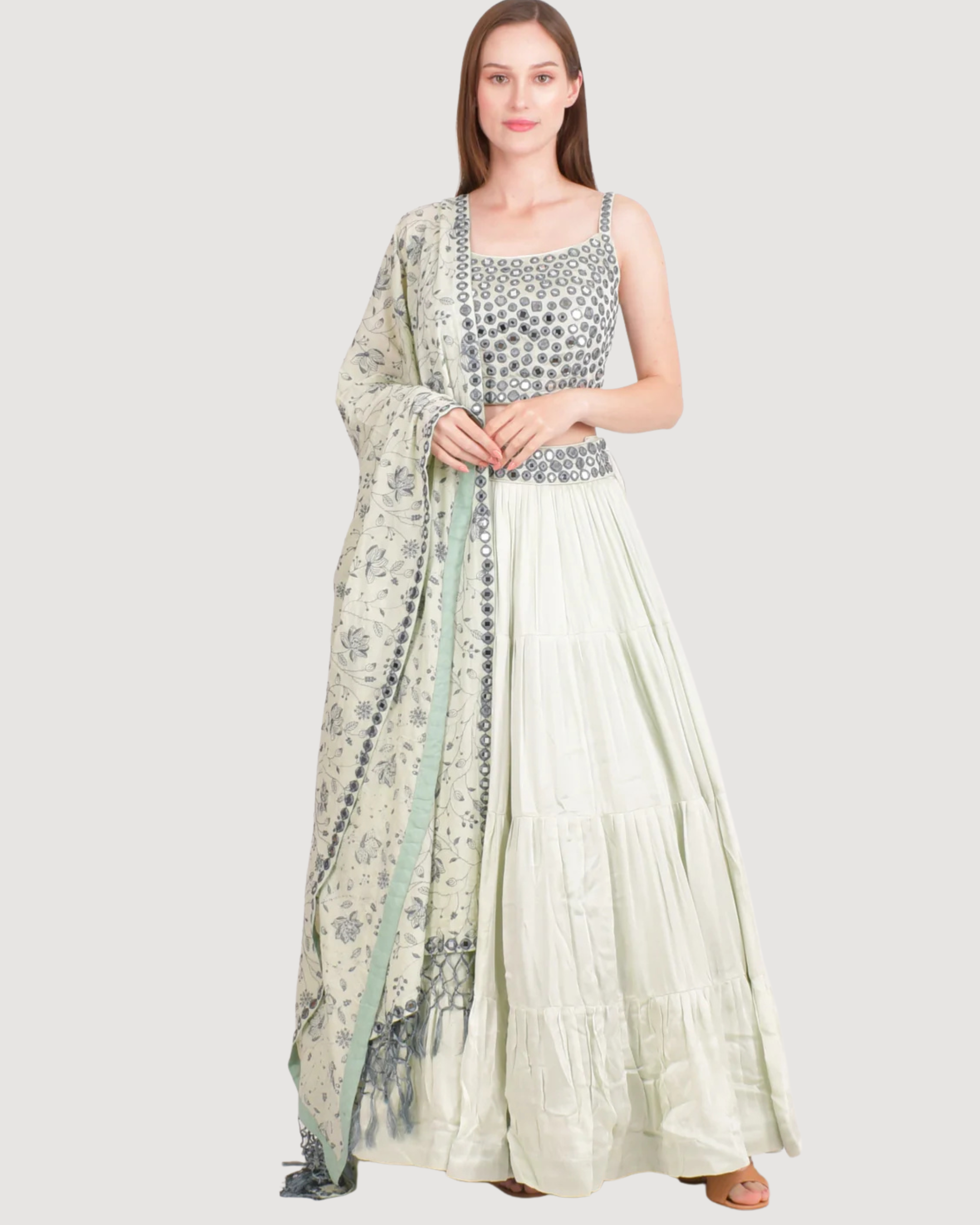 Jelena Silk Embroidered Tiered Lehenga Choli