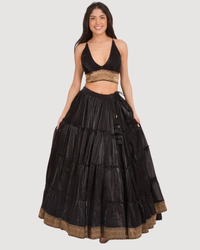 Ciara Black Tiered Lehenga Choli Set