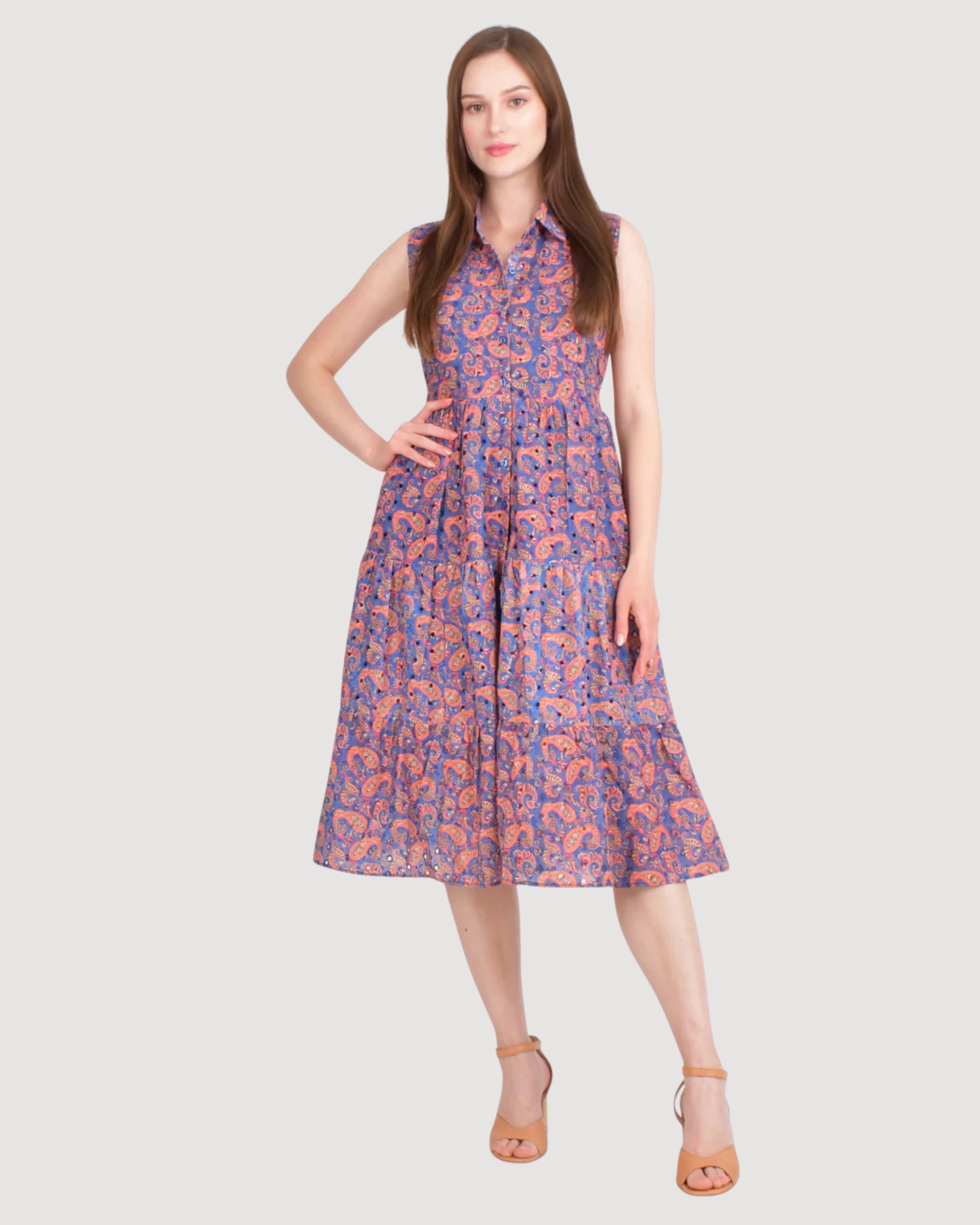 Irina Embroidered Tiered Midi Dress