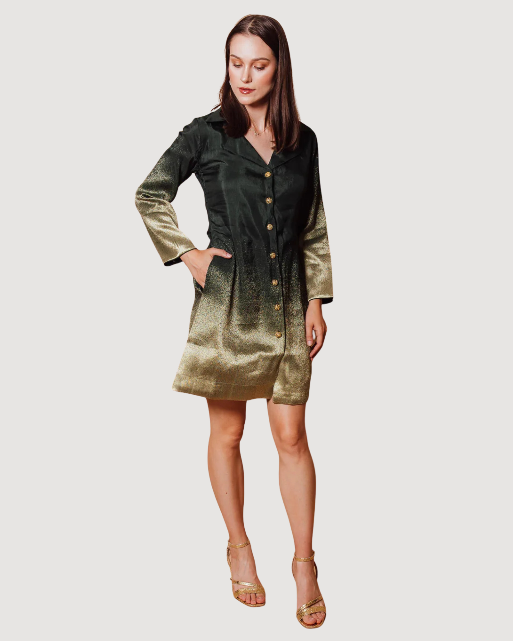 Green Jacquard Blazer Dress