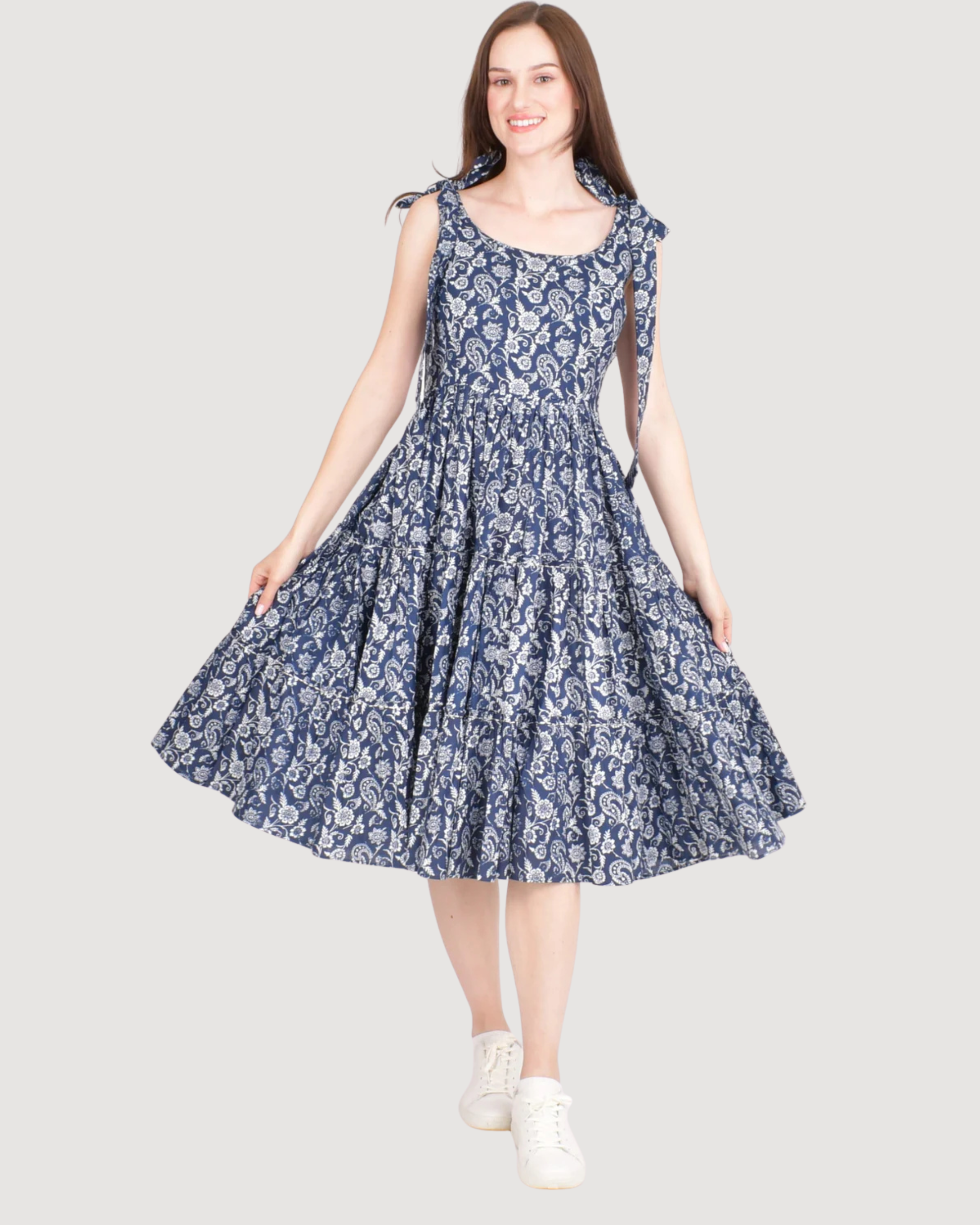 Mila Blue Tiered Midi Dress