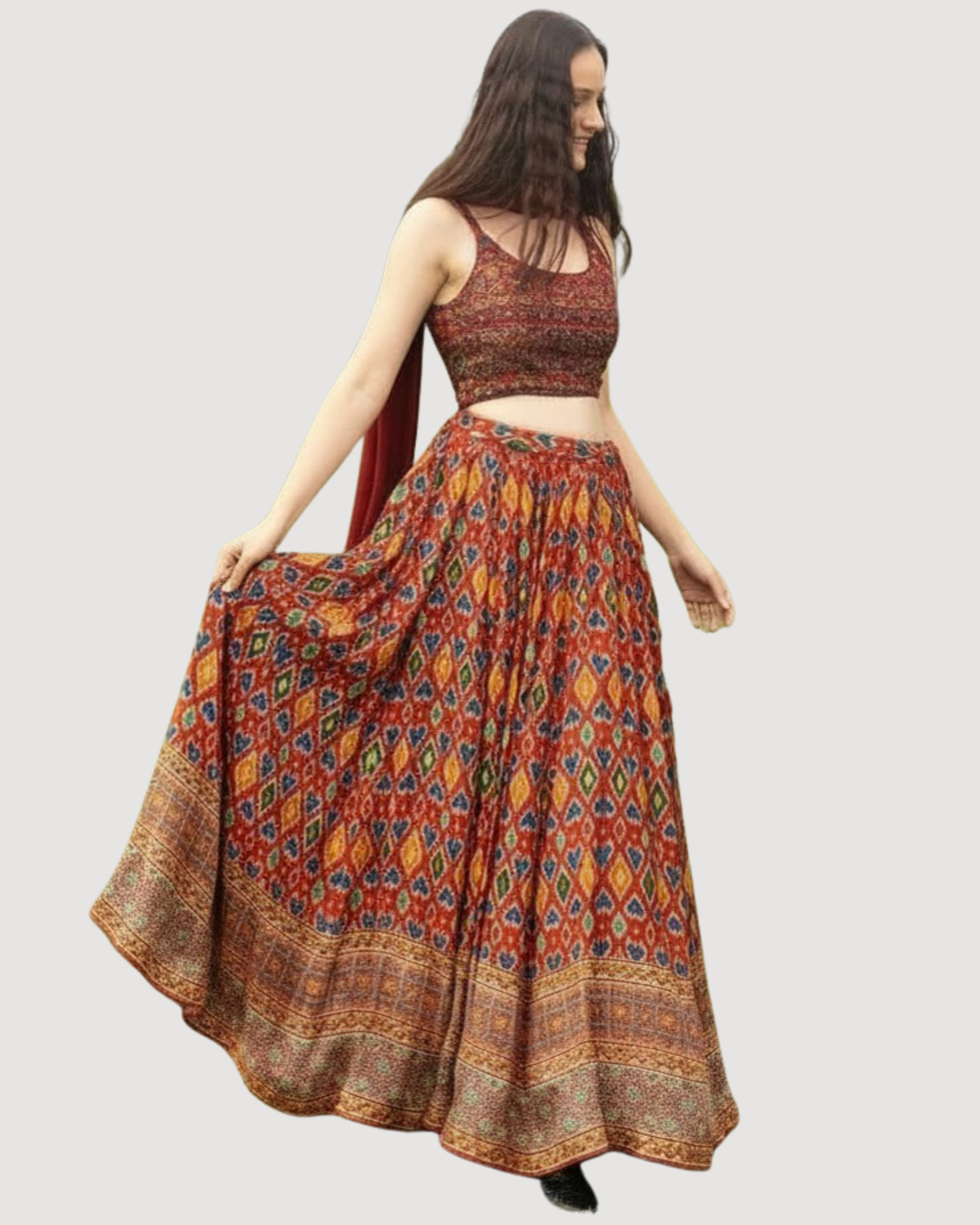 Louisa Red Patola Print Lehenga Choli Set