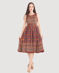Sorrel Maroon Midi Dress with Embroidered Belt