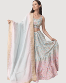Banarasi Silk Tie Dye Lehenga with Hand Embroidered Blouse