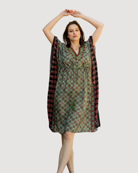 Avena Ajrakh Print Green Kaftan
