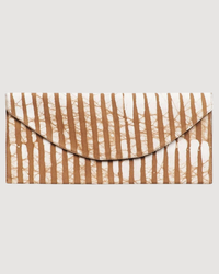 Oak Brown Stripes Cotton Wax Block Printed Envelope Pouch