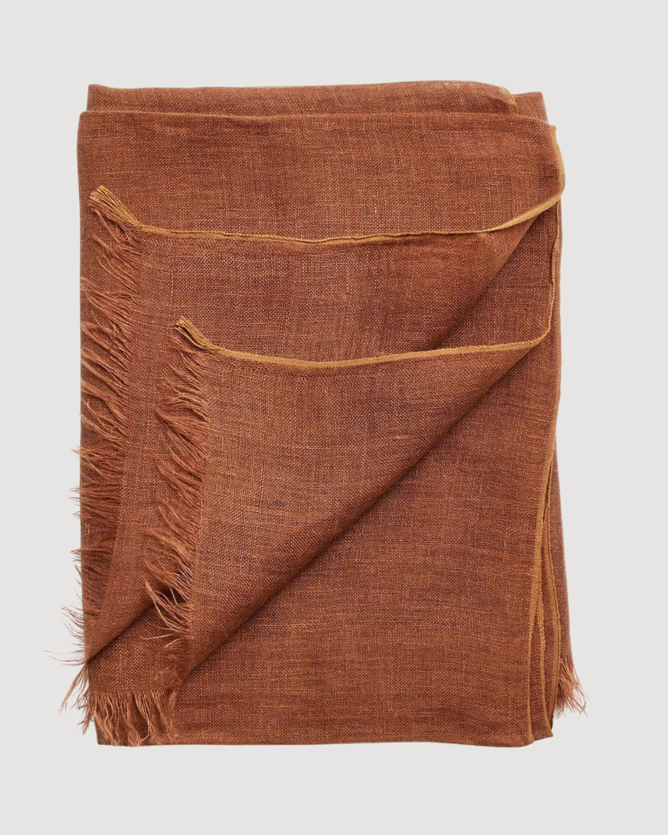 Coco Brown Hand Woven Linen Silk Blend Scarf