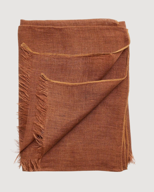 Coco Brown Hand Woven Linen Silk Blend Scarf