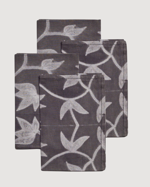 Folio Black Handcrafted Shibori Print Cotton Table Napkins ( set of 4 )