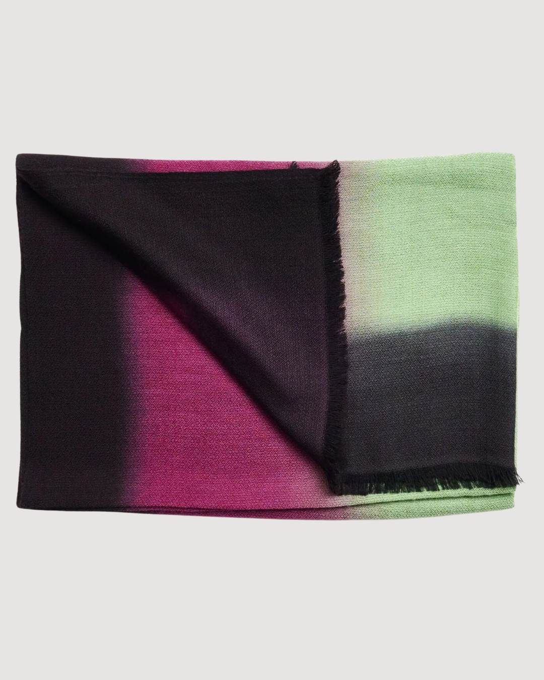 Iris Courtyard Green Purple Hand Woven Cashmere Merino Scarf