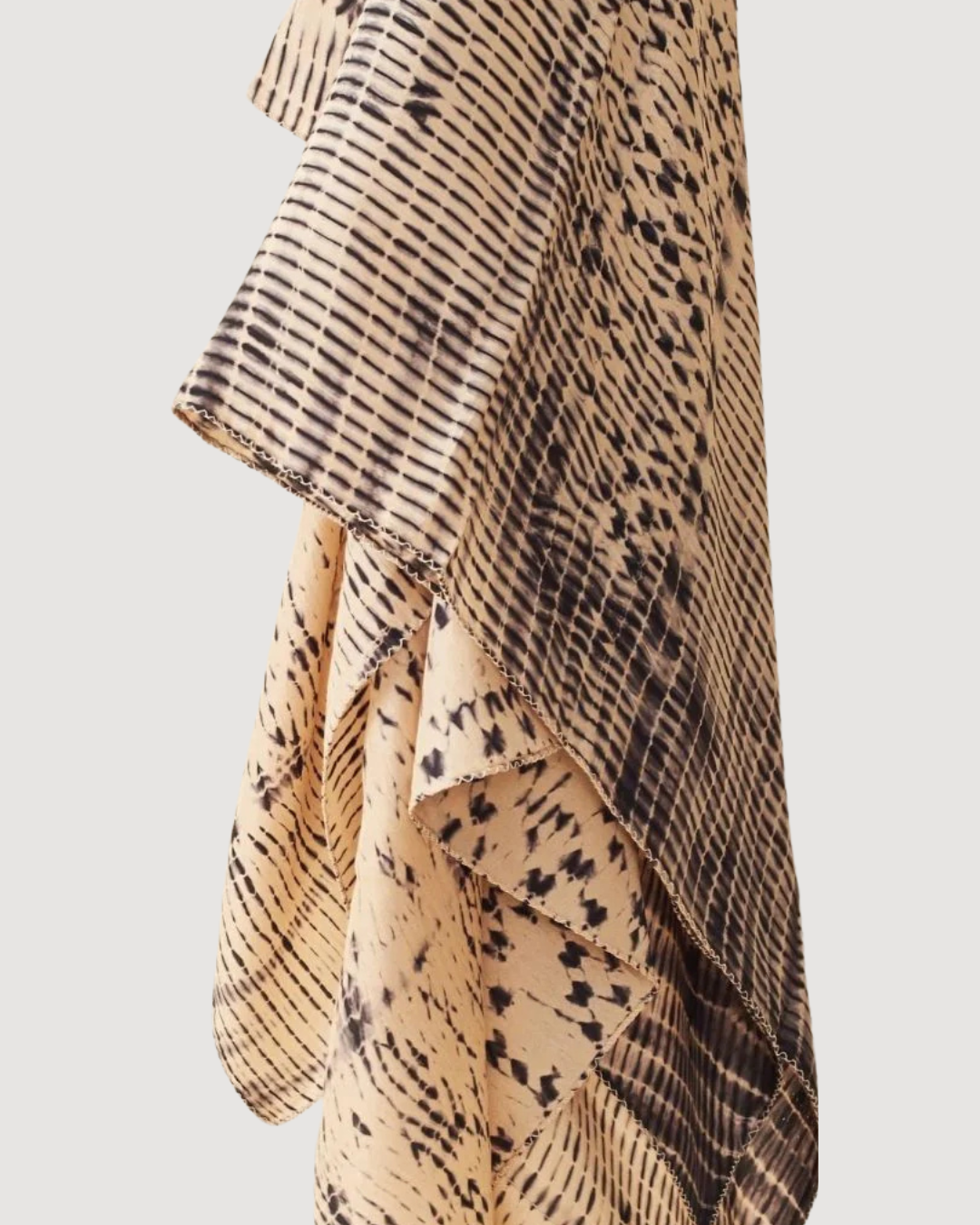 Tesu Black Gold Hand Crafted Shibori Silk Scarf