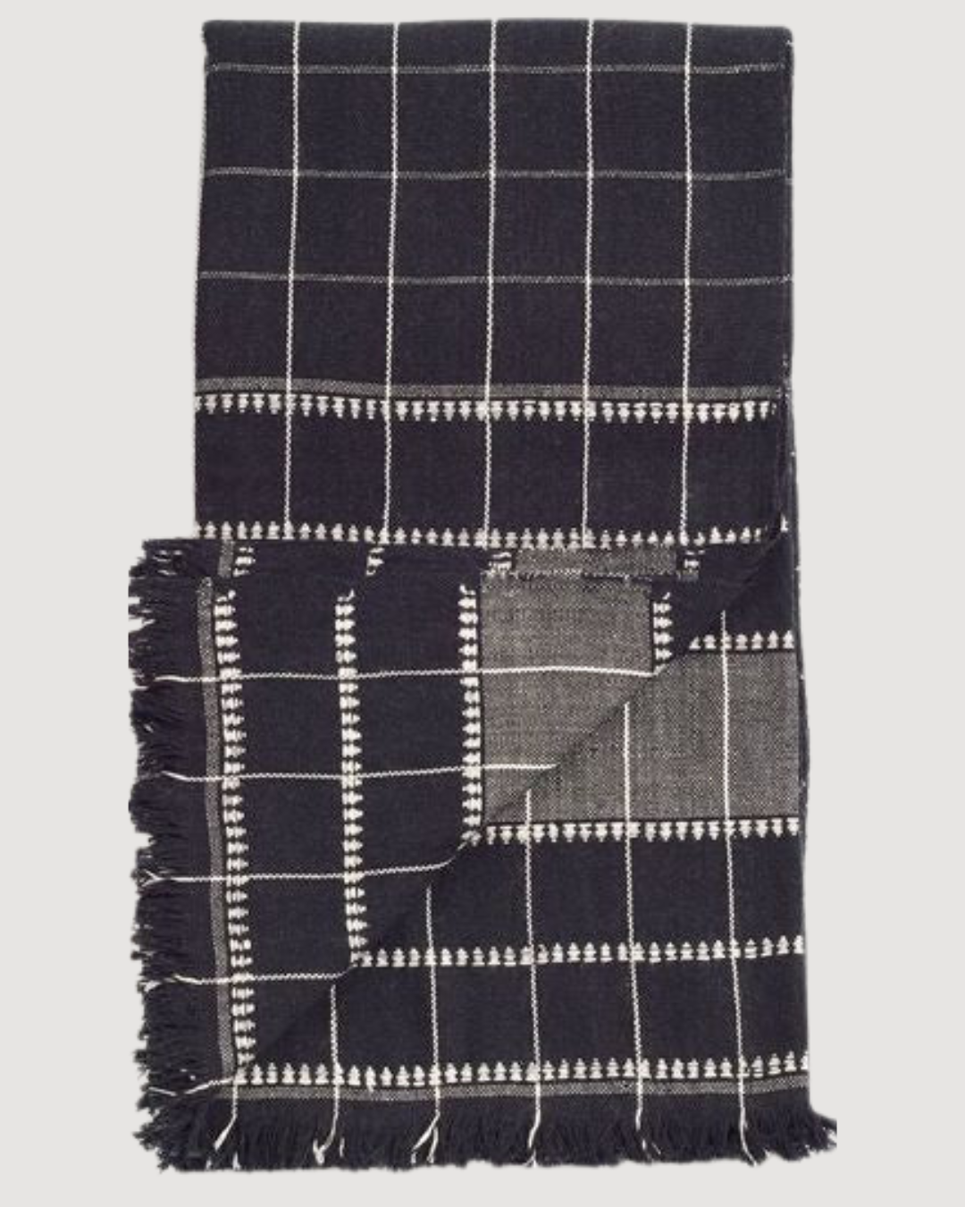 Charco Black Checks Pattern Handwoven Organic Cotton Throw