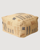 Wheat Geometrical Pattern Jute Cotton Handloom Pouf Cover
