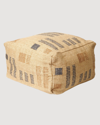 Wheat Geometrical Pattern Jute Cotton Handloom Pouf Cover
