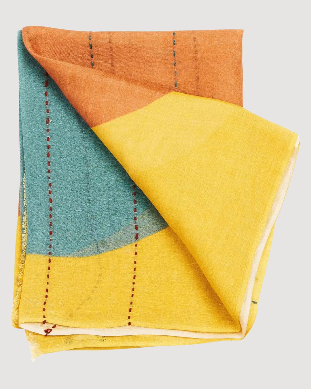 Cirq Sun Yellow Multicolor Modern Artisan Linen Silk Scarf