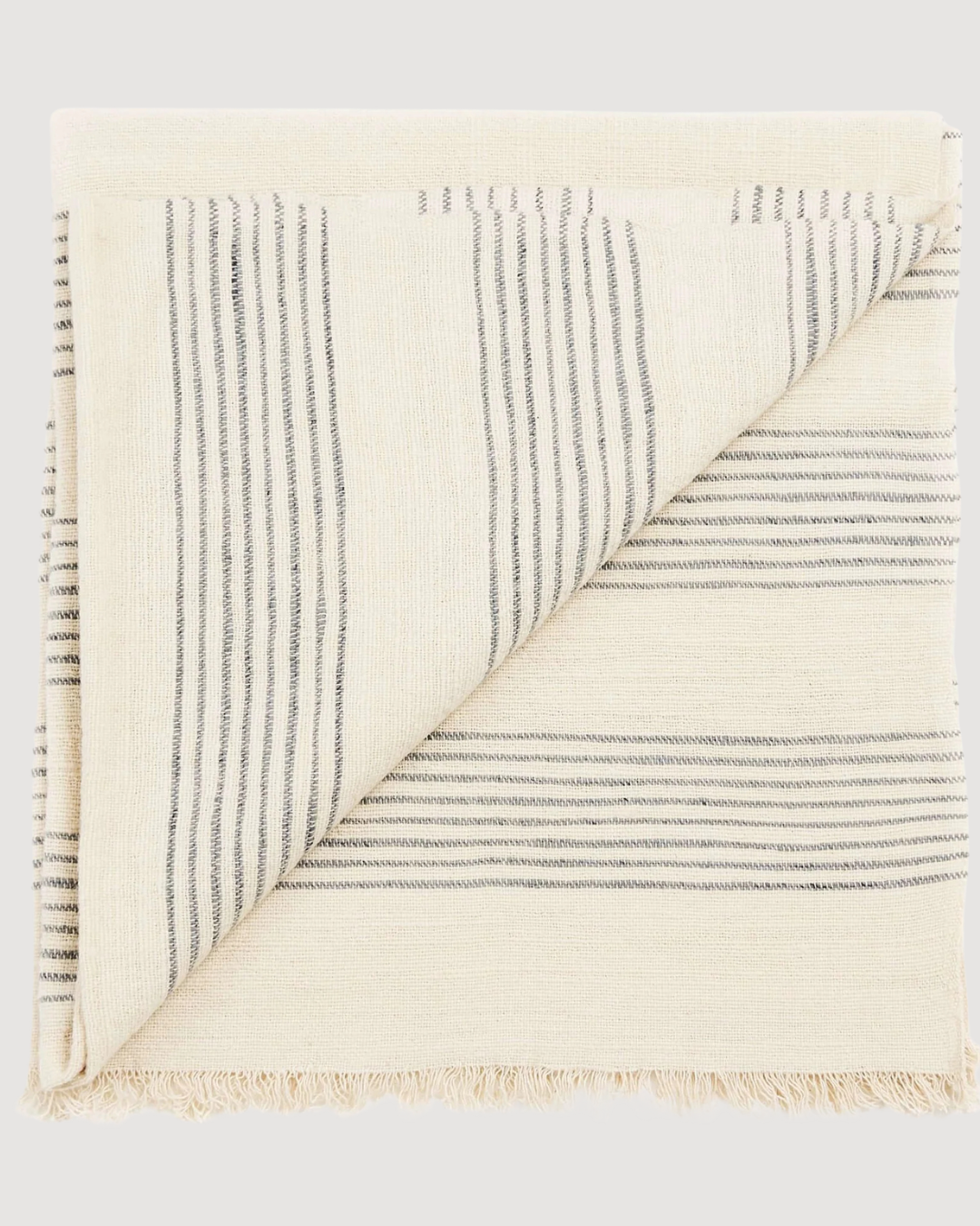 Silica Chalk Off White And Gray Stripes Handwoven Throw