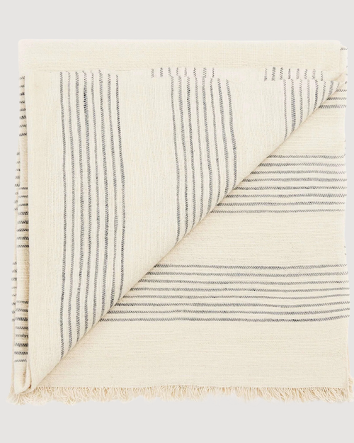 Silica Chalk Off White And Gray Stripes Handwoven Throw
