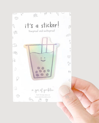 Holographic Boba Vinyl Sticker