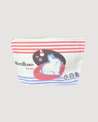 White Bunny Zippered Canvas Pouch