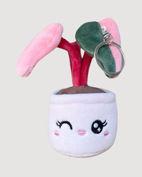 Pink Princess Philodendron Plush Keychain – 5" Plant Bag Charm