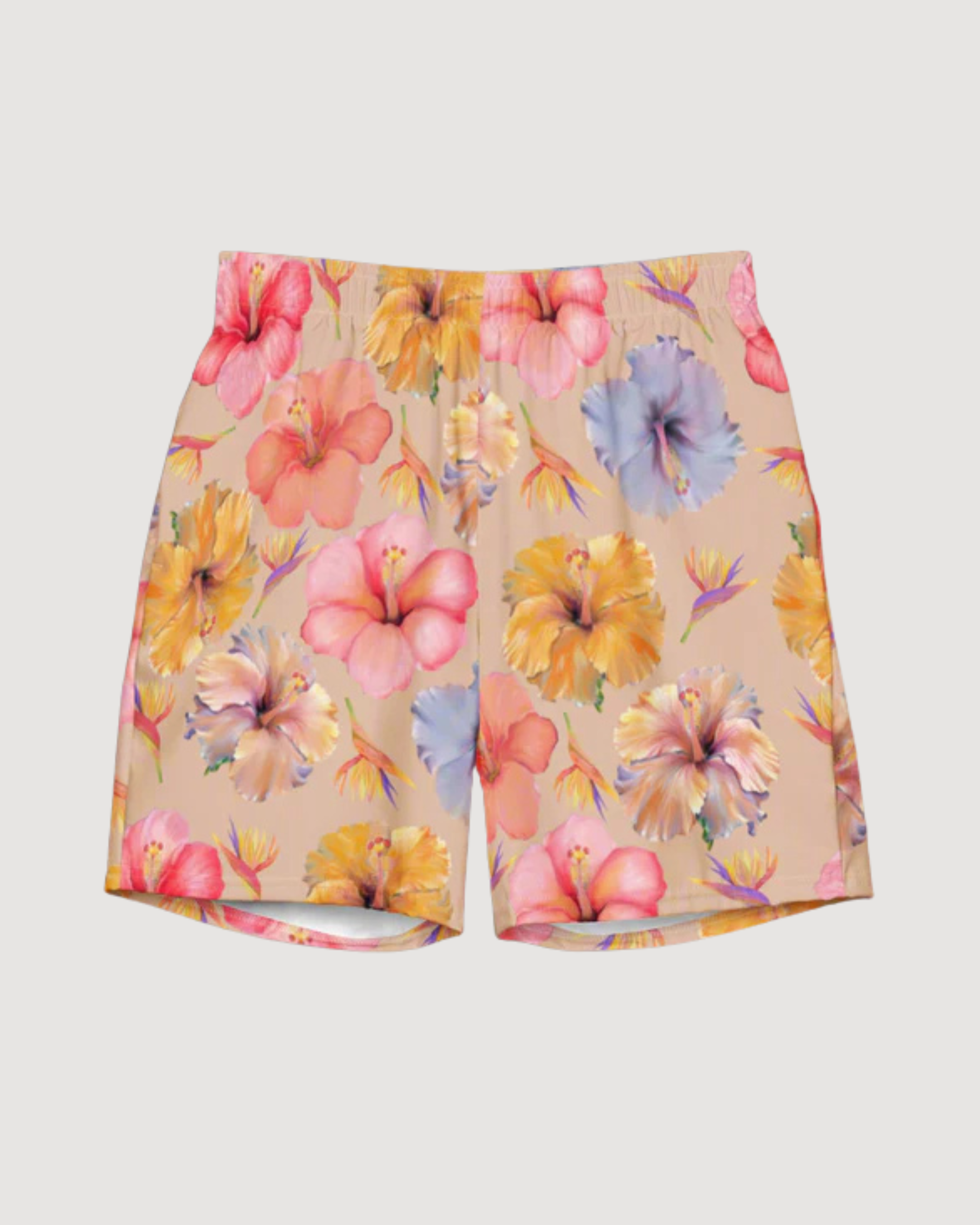 Sandy Watercolor Hibiscus Recycled Swim Shorts