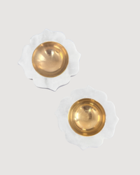 Set of 2 Marble Diyas with Brass Inserts