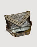 Brocade Elegant Envelope-style Clutch with Stone on Edges