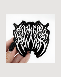 Asian Girl Power Metal Sticker