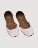 Pink Ethnic Punjabi Leather Jutti with Shell Work | Women's Indian Traditional Wear Mojari | Women's Khussa Shoes | Indian Ballet Flats
