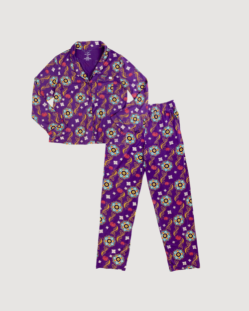 Purple Rangoli Adult Bamboo Pajama Set