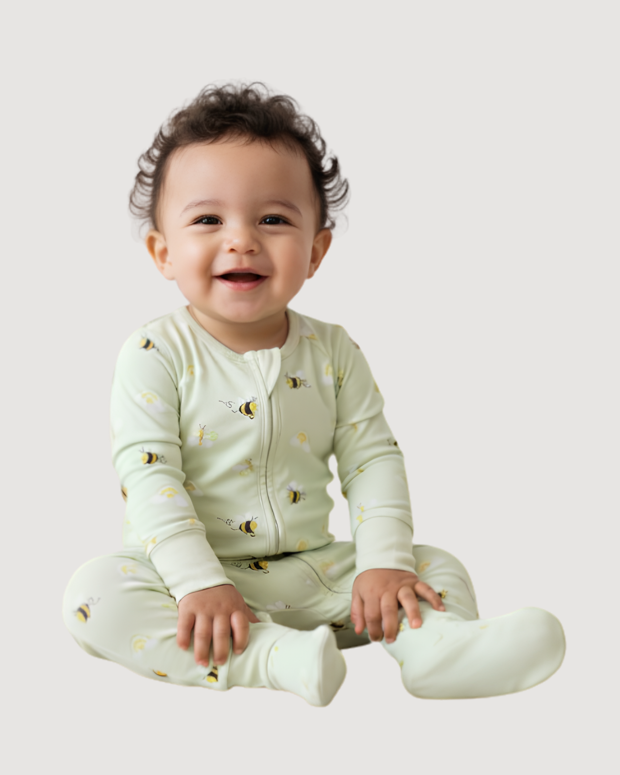 Zippered Romper in Bee Happy