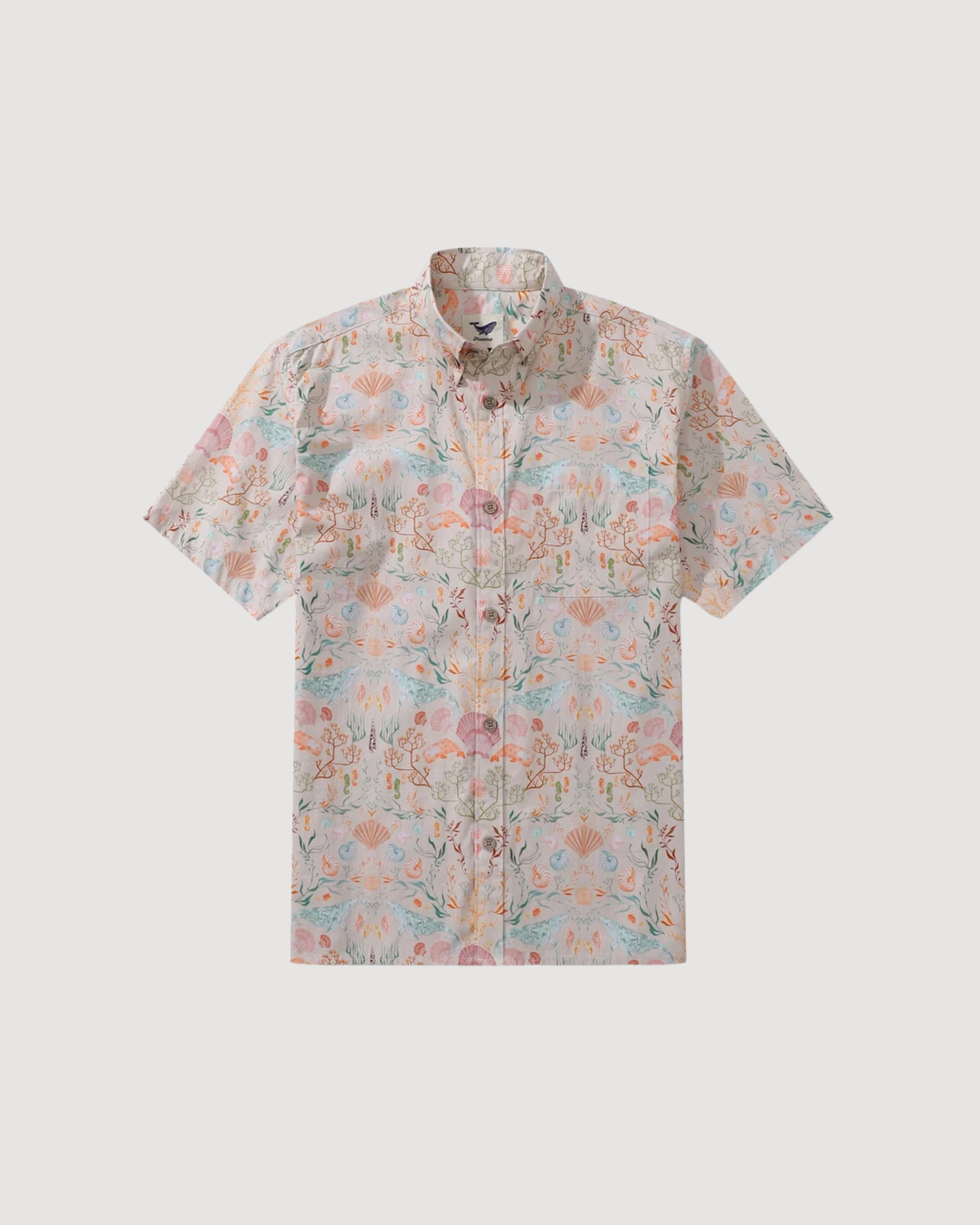 Men's Hawaiian Shirt Ocean Dream By Samantha O' Malley Cotton Button-down Short Sleeve Aloha Shirt