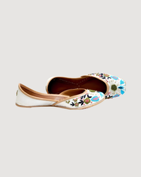 White Ethnic Punjabi Leather Jutti | Women'S Traditional Wear Mojari | Women Khussa Shoes | Indian Ballet Flats