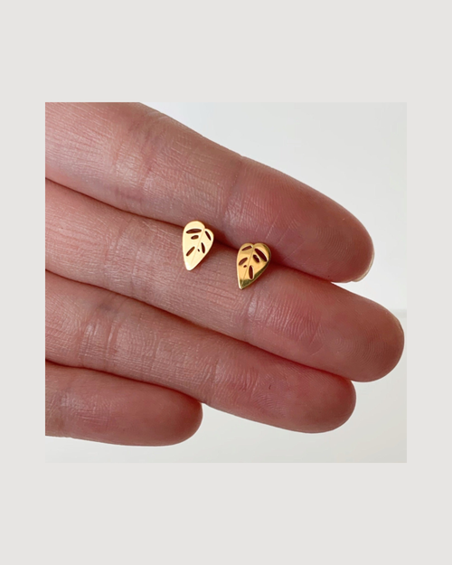 Monstera Adansonii Metal Stud Earrings