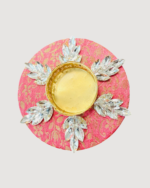 Ready to Gift - Set of 2 Brocade T-light Holders in Organza Potli