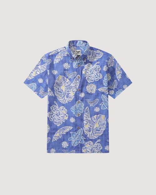Men's Hawaiian Shirt Native Hawaiian Plants Cotton Button-down Short Sleeve Aloha Shirt