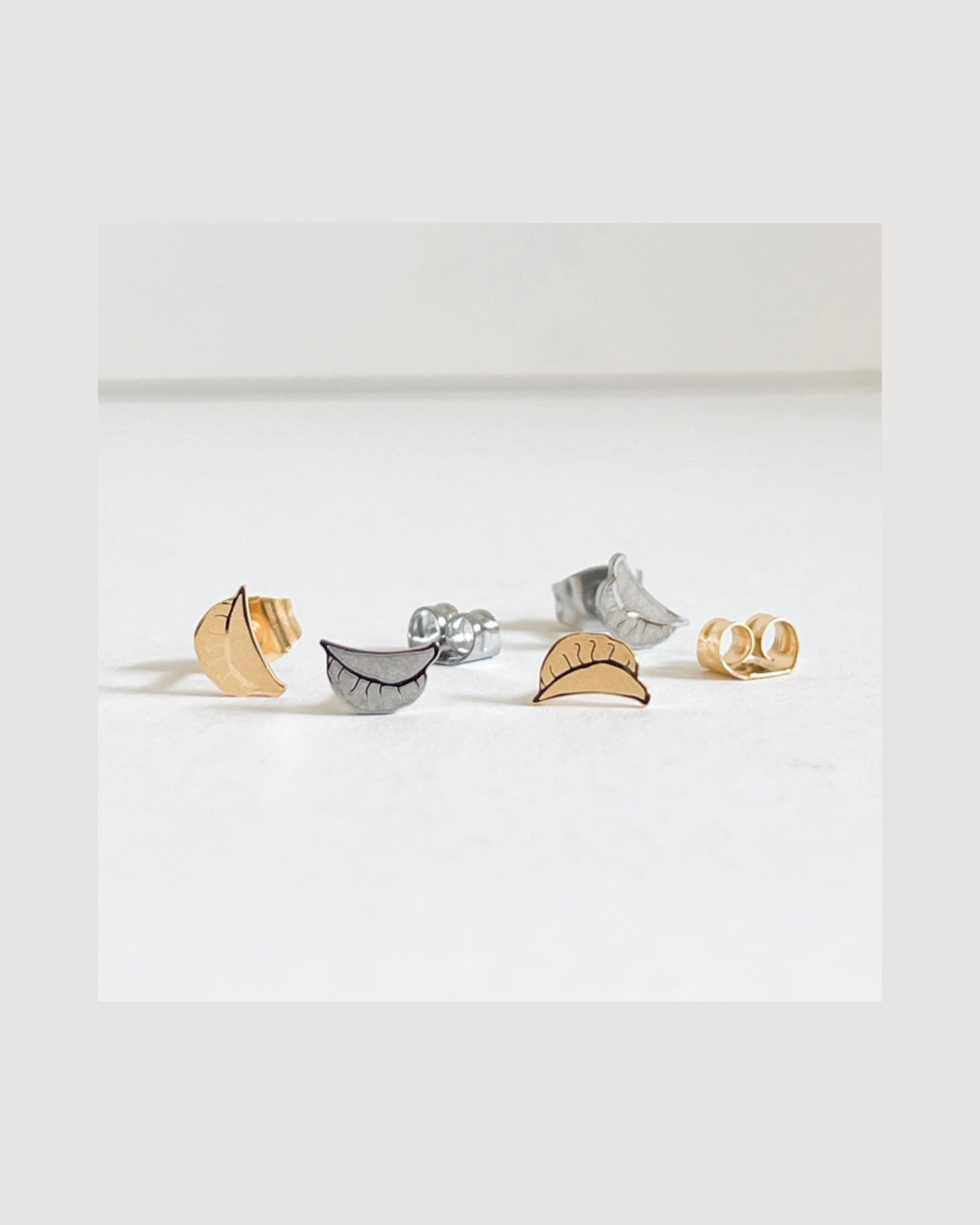 Dumplings Metal Stud Earrings