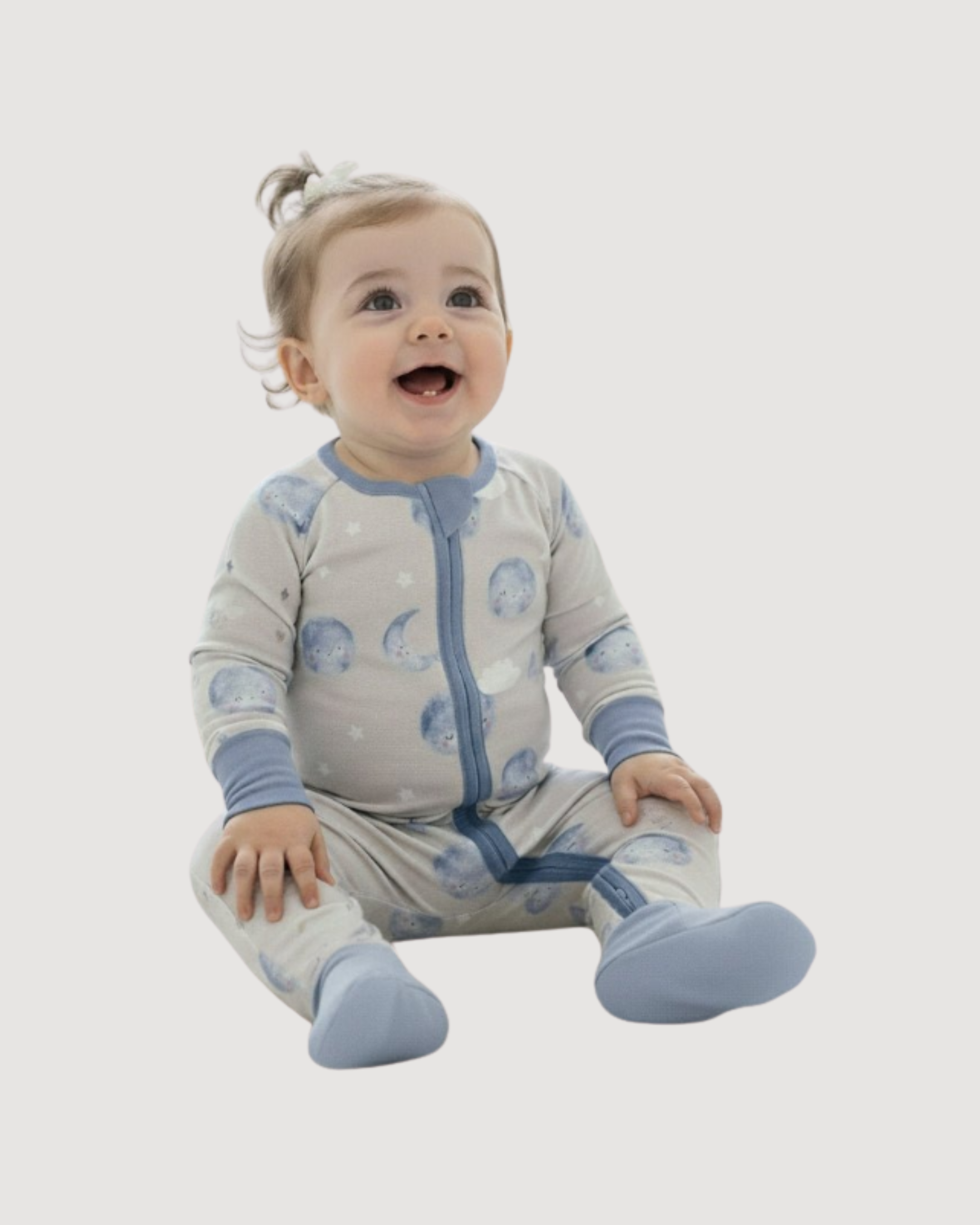 Zippered Romper in Moon & Stars