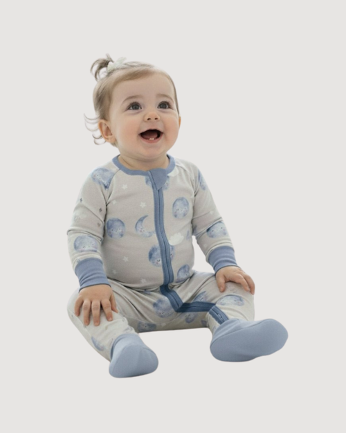 Zippered Romper in Moon & Stars