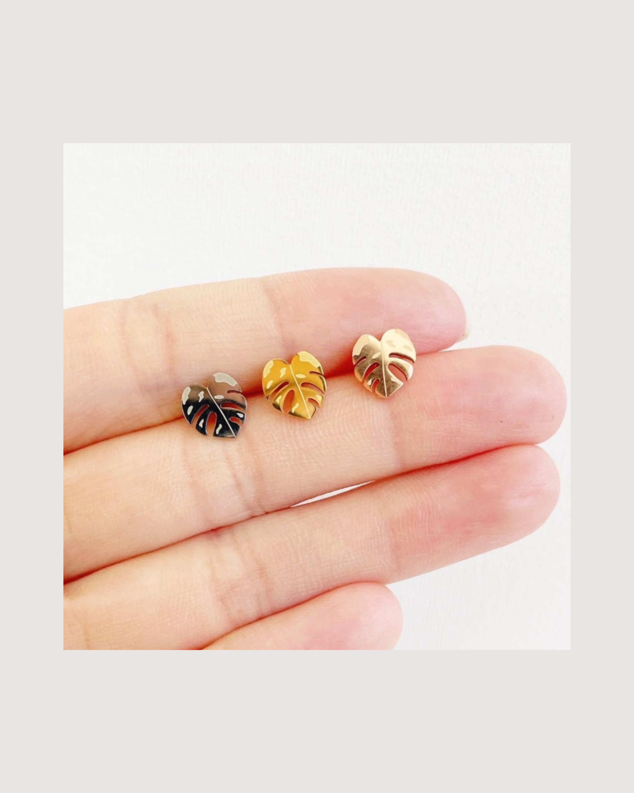 Monstera Albo/Thai Metal Stud Earrings