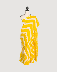 Shalini: Bright Yellow & White Contemporary Bengal Soft Mulmul Cotton Saree