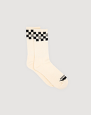 Checkered Peace Crew Sock - Eggshell