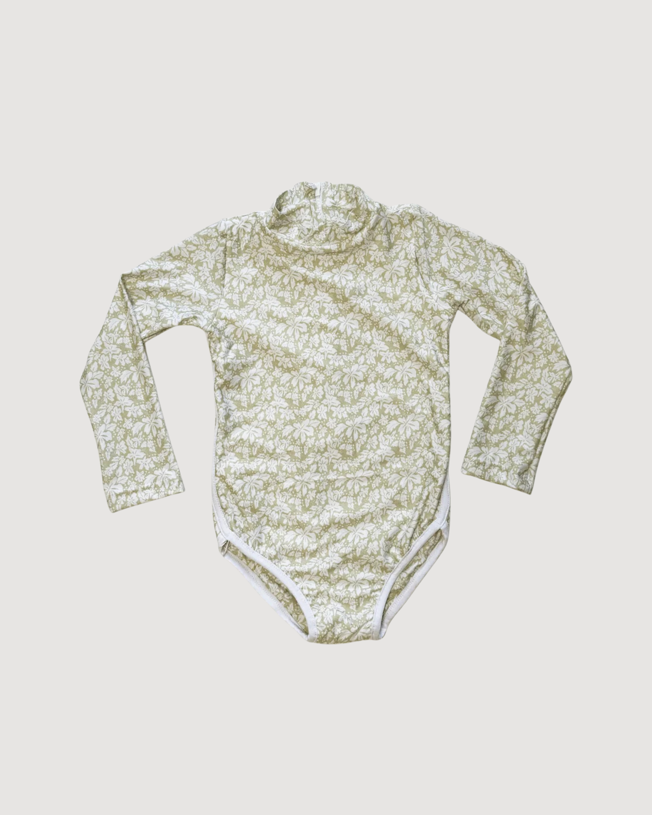 Lola One Piece Kids Swimsuit - Green Hibiscus