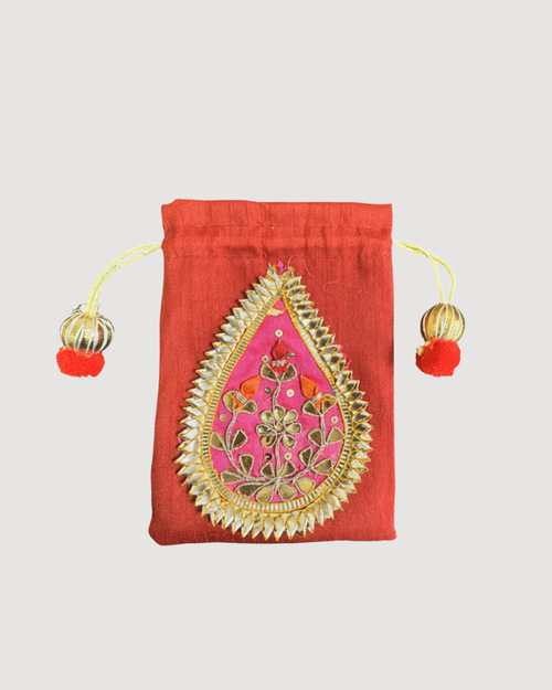 Small Gota Potlis with Gota Ball String to Pack Gifts in Style - 5x7
