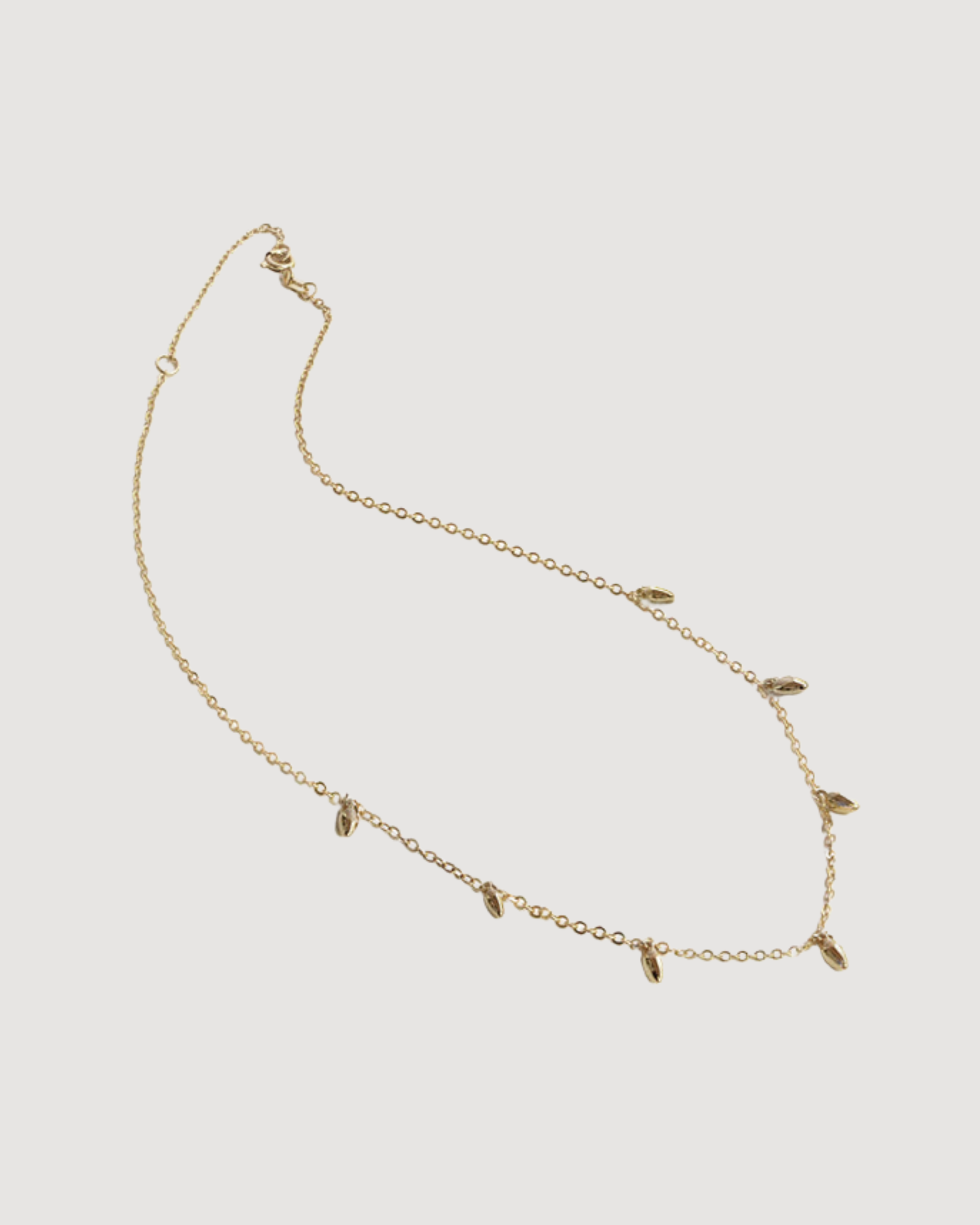 RICE Bead Thin Chain Strand Necklace | Sterling Silver