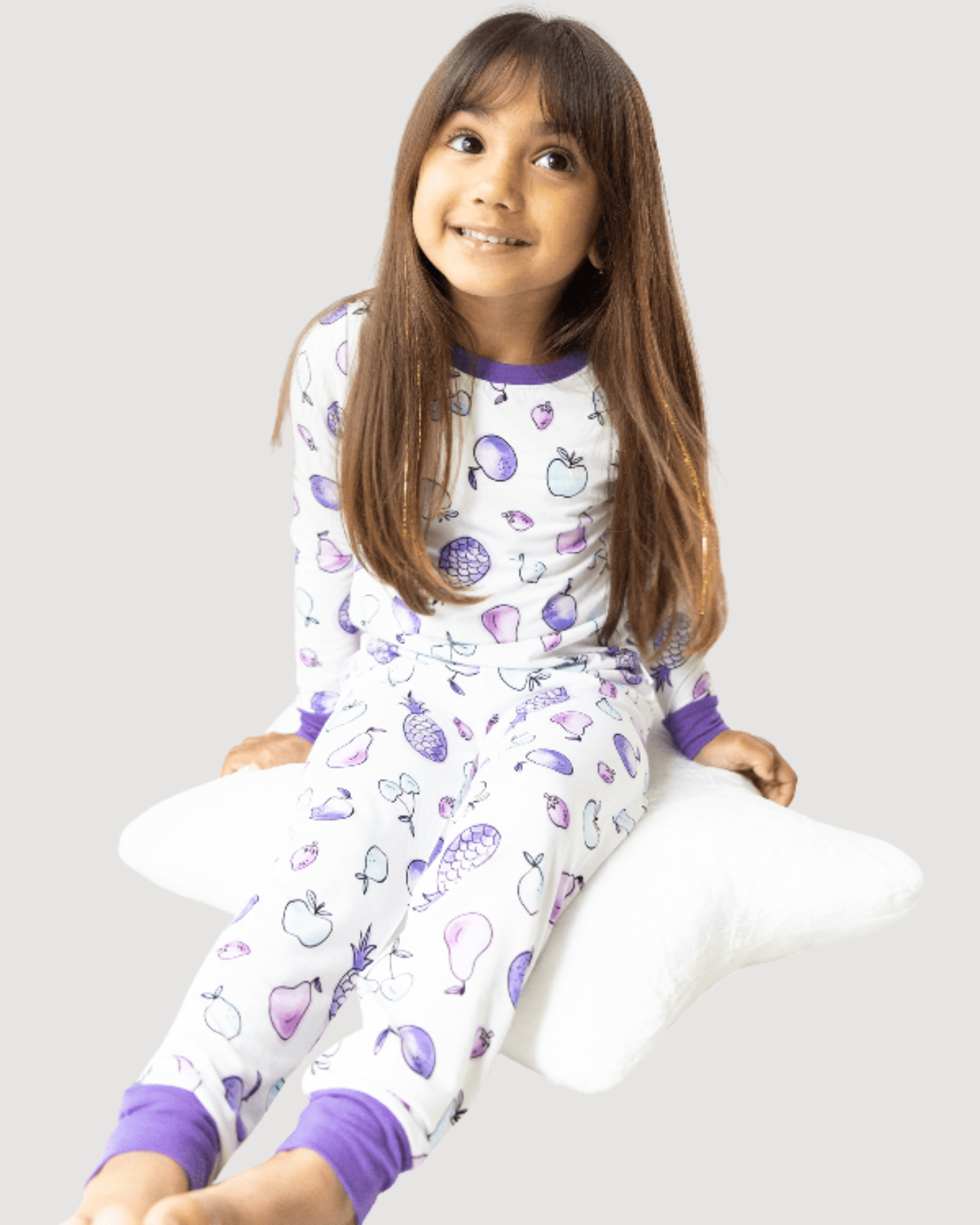 Two Piece Pajamas in Watercolor Fruit